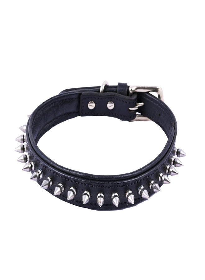 ADIL'S Adil’S Leather Spike Dog Collar for Small, Medium & Large Dogs with Strong Metal D-Ring, Adjustable Collar fits All Neck Size M, 1” Width, Black - Image 1